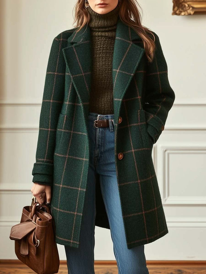 Women's Plaid Checkered Coat | Oversized with Windowpane Pattern Hero