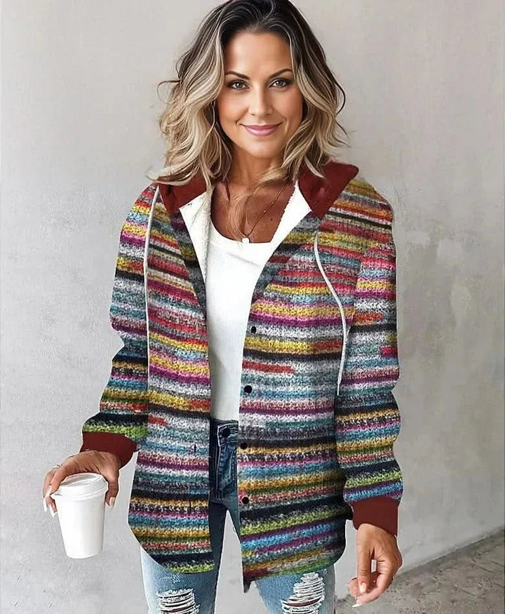 Women's Plaid Hooded Coat | Shacket Style Relaxed Fit Angle