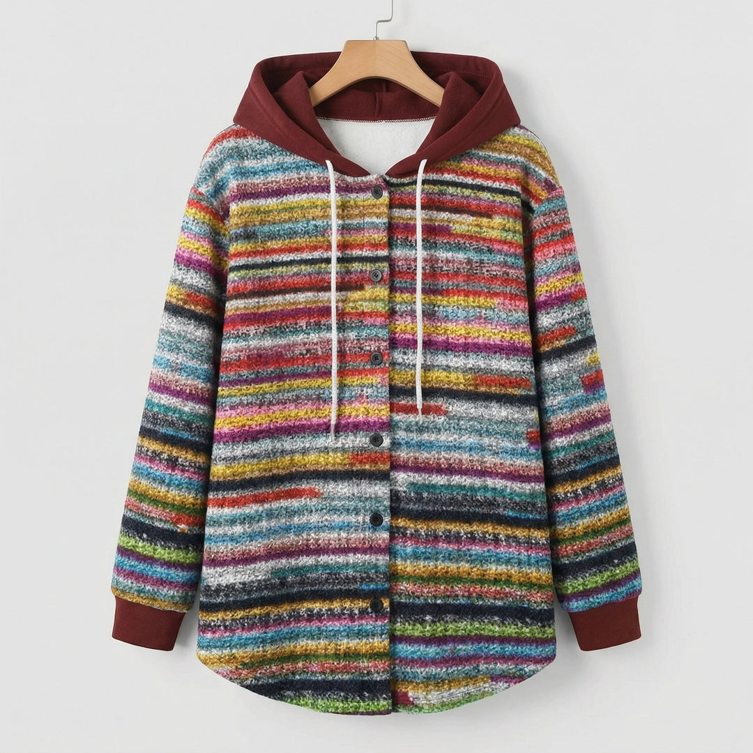 Women's Plaid Hooded Coat | Shacket Style Relaxed Fit Front