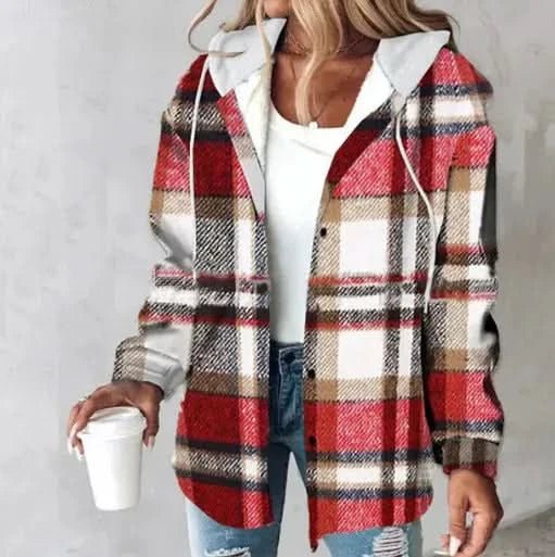 Women's Plaid Hooded Coat | Shacket Style Relaxed Fit Lifestyle