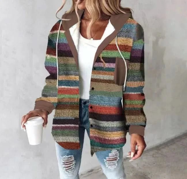 Women's Plaid Hooded Coat | Shacket Style Relaxed Fit View 11