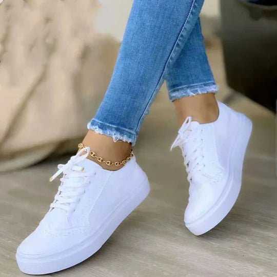Women's Platform Lace-Up Sneakers | Brogue Sole Detail Back