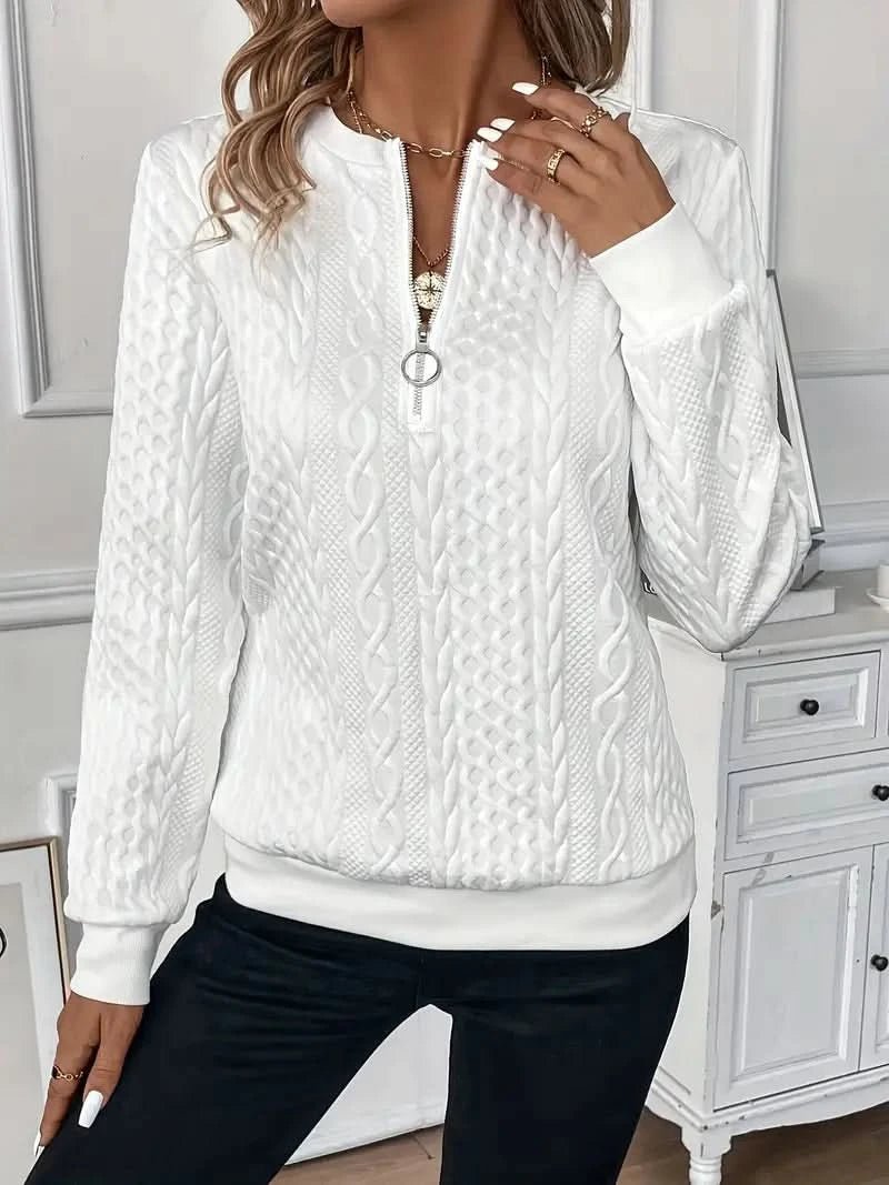 Women's Quarter Zip Knit Sweater | Soft Relaxed Fit Back