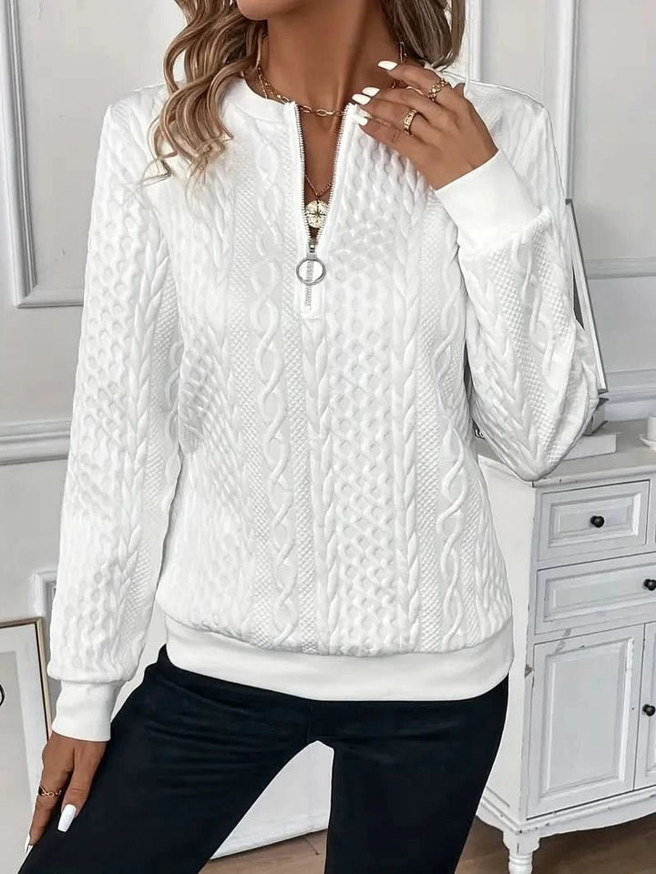 Women's Quarter Zip Knit Sweater | Soft Relaxed Fit Back