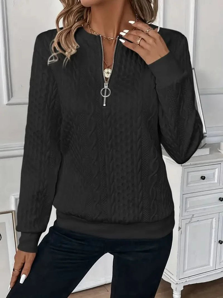 Women's Quarter Zip Knit Sweater | Soft Relaxed Fit Full