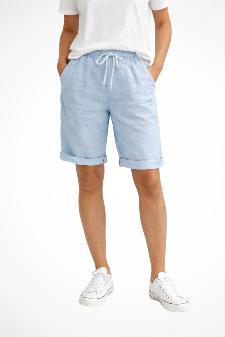 Women's Relaxed Fit Linen Capri Trousers | Rolled Hem Everyday Front