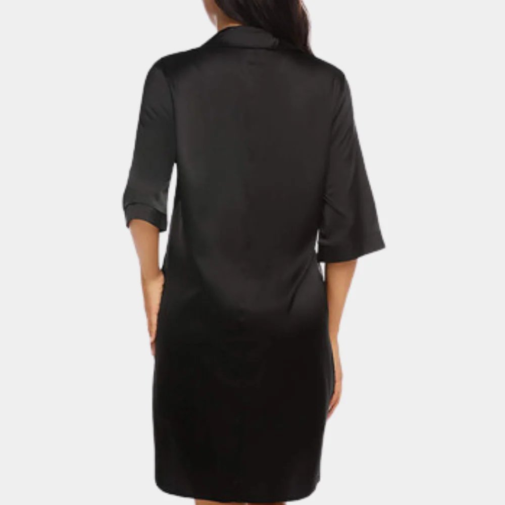 Women's Satin Oversized Pajama Dress | Button Down Shirt Fit Front