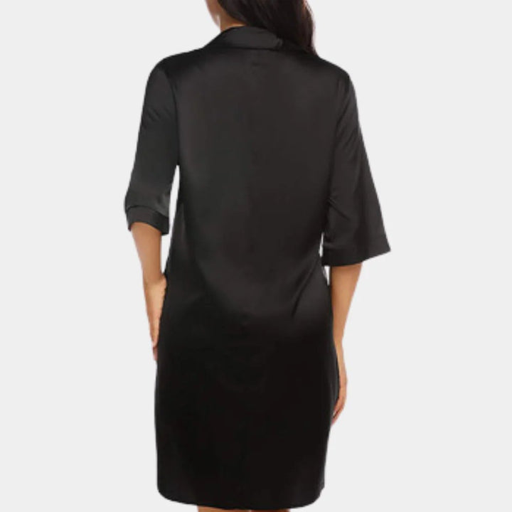 Women's Satin Oversized Pajama Dress | Button Down Shirt Fit Front