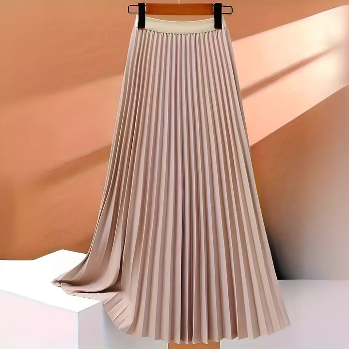 Women's Satin Pleated High-Waist Midi Skirt Angle