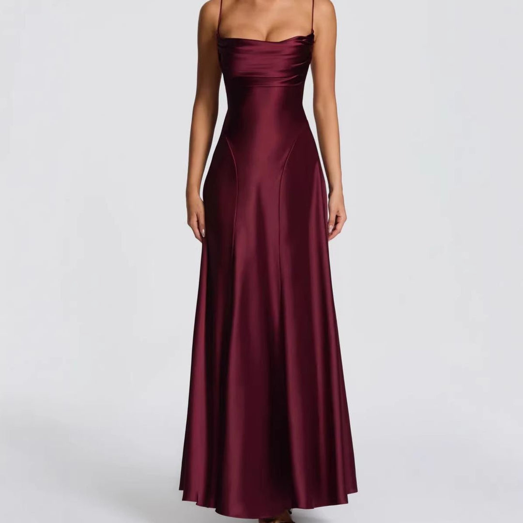 Women's Satin Sweetheart Maxi Dress | Wedding Guest Strapless Fit Hero