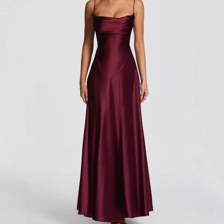 Women's Satin Sweetheart Maxi Dress | Wedding Guest Strapless Fit Hero