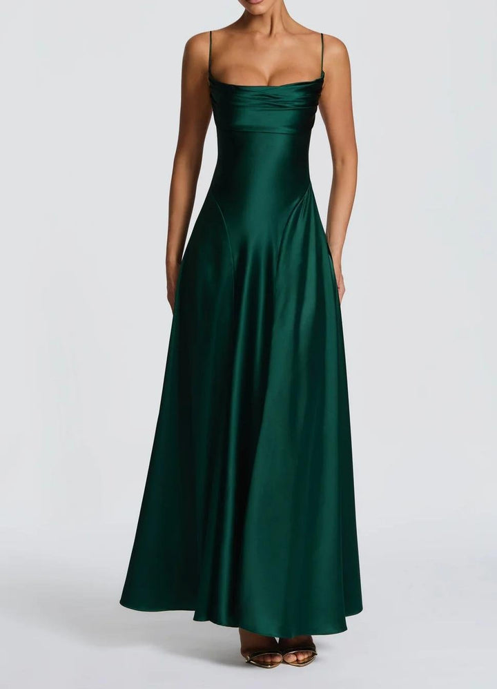 Women's Satin Sweetheart Maxi Dress | Wedding Guest Strapless Fit Lifestyle