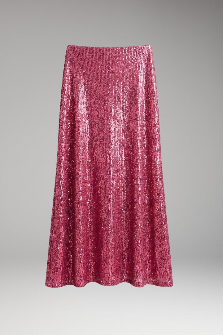 Women's Sequin Maxi Skirt | Elastic Waist Fitted Cut Hero