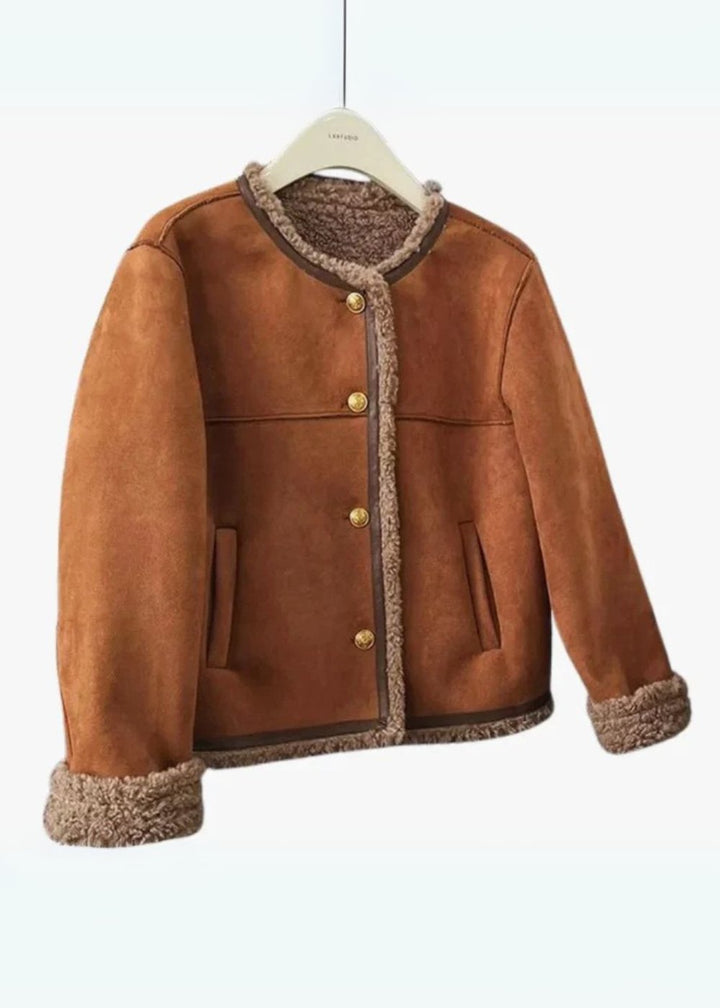 Women's Shearling Lined Jacket | Cosy Warm Winter Fit Angle