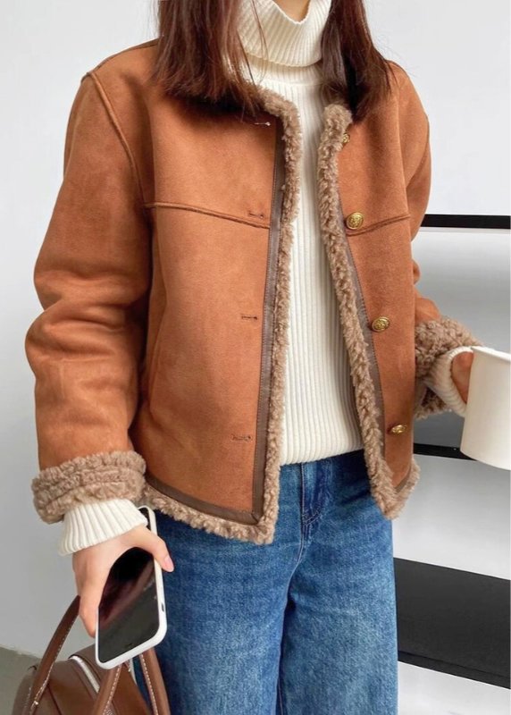 Women's Shearling Lined Jacket | Cosy Warm Winter Fit Back