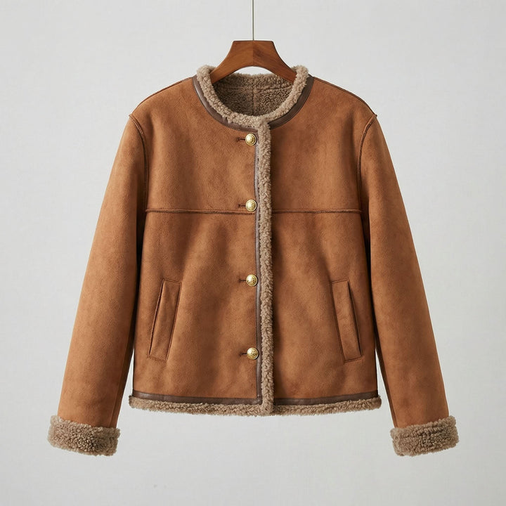 Women's Shearling Lined Jacket | Cosy Warm Winter Fit Detail