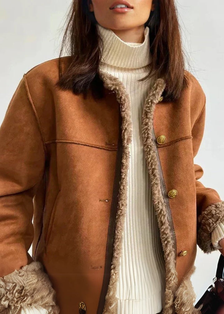 Women's Shearling Lined Jacket | Cosy Warm Winter Fit Side