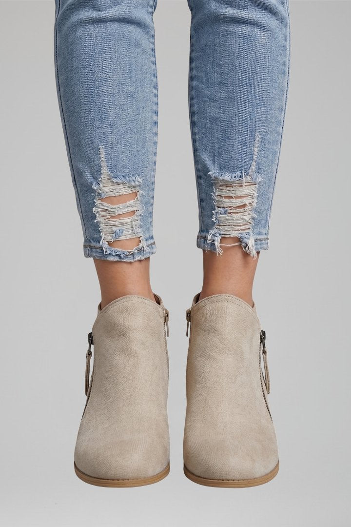 Women's Side Zipper Ankle Boots | Block Heel Fall Style Alternate