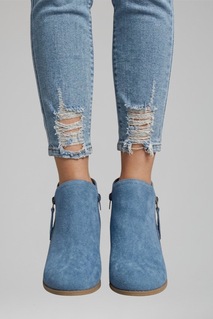 Women's Side Zipper Ankle Boots | Block Heel Fall Style Detail