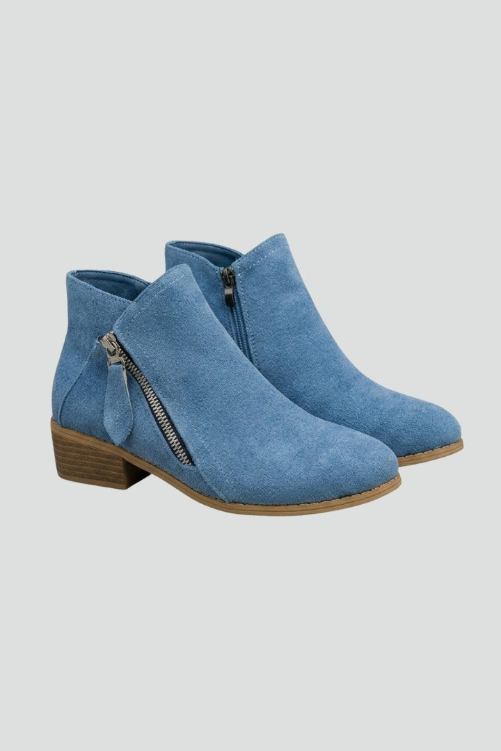 Women's Side Zipper Ankle Boots | Block Heel Fall Style Hero