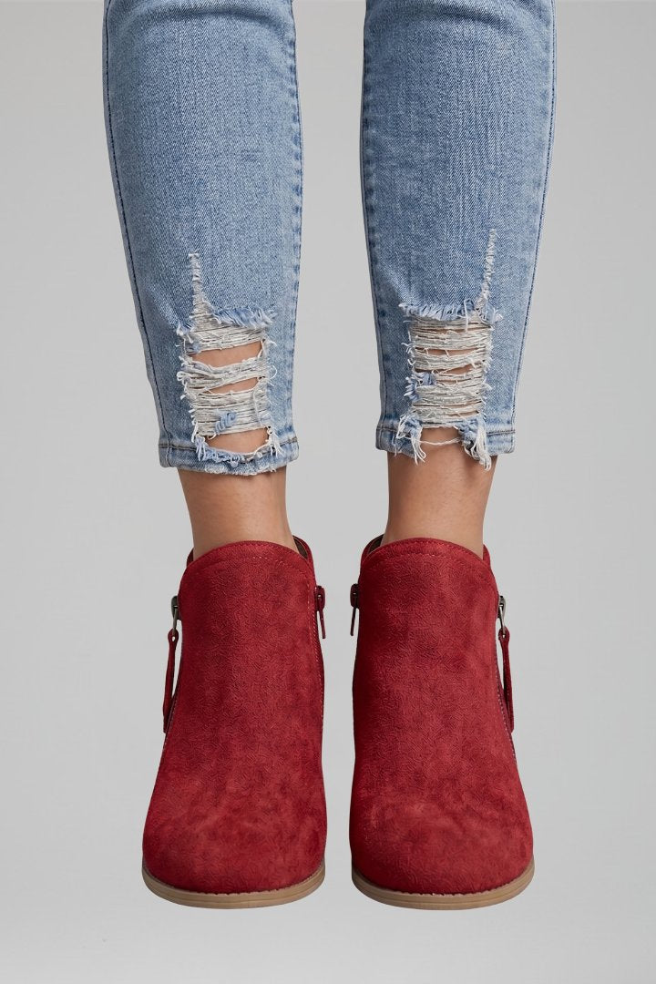 Women's Side Zipper Ankle Boots | Block Heel Fall Style Lifestyle