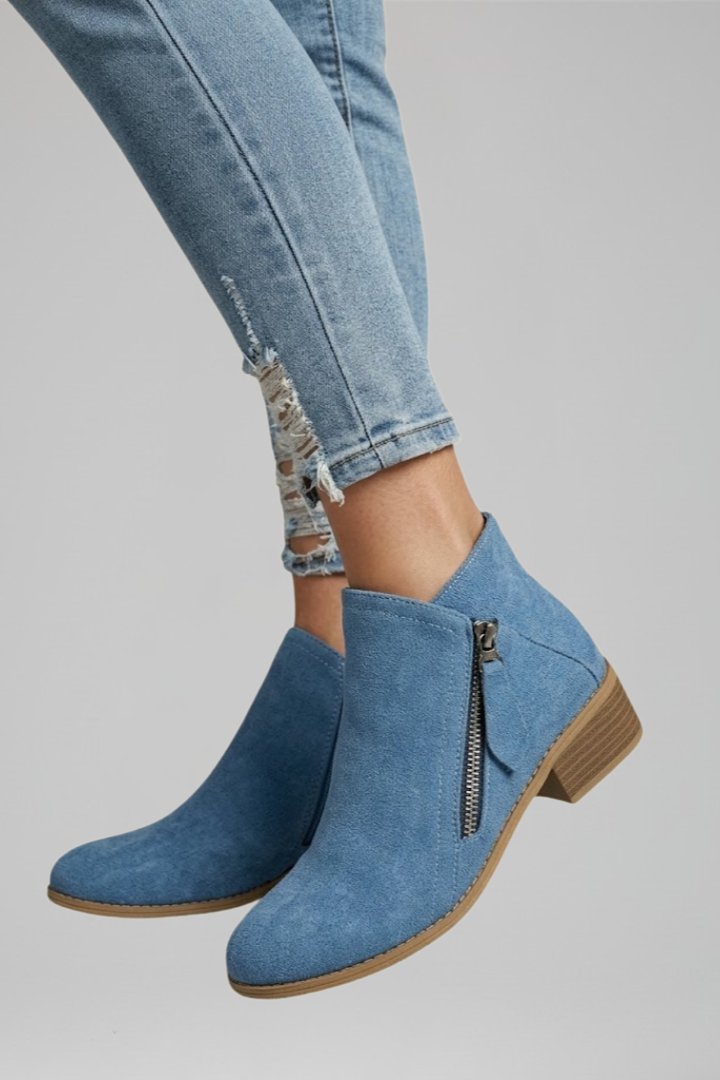 Women's Side Zipper Ankle Boots | Block Heel Fall Style Side
