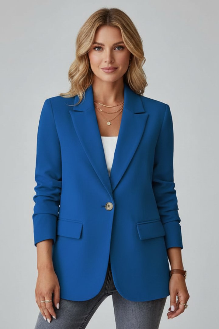 Women's Single Button Blazer | Notched Lapel Fitted Silhouette Alternate