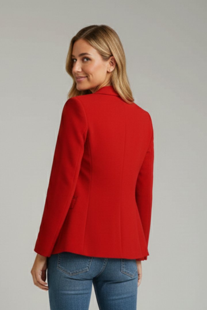 Women's Single Button Blazer | Notched Lapel Fitted Silhouette Side