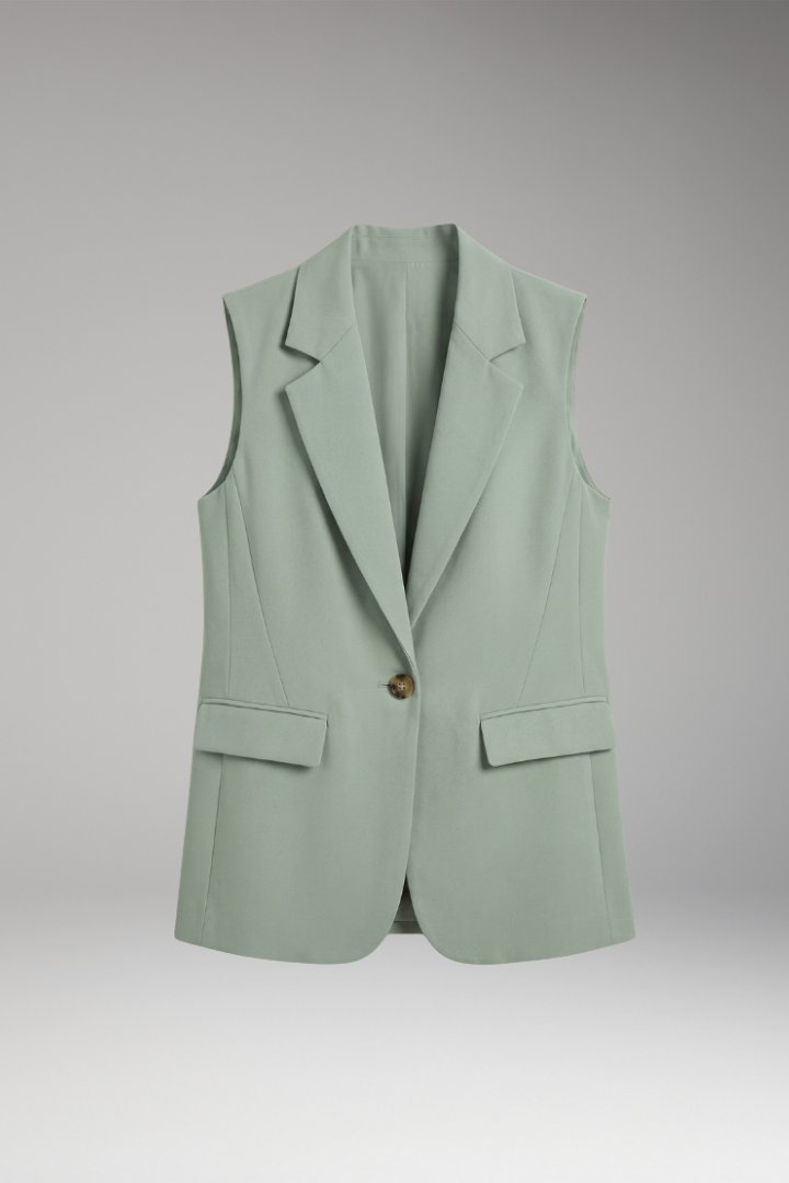 Women's Sleeveless Notch Collar Blazer | Structured with Flap Pockets Hero