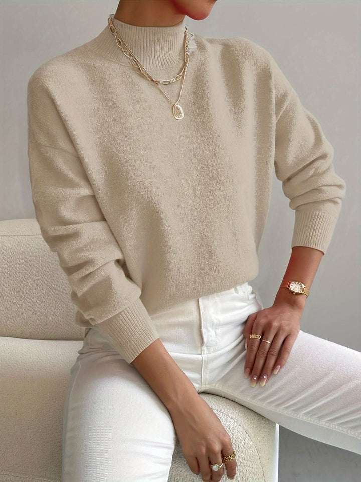Women's Slim Fit Roll Neck Jumper | Soft Knit Warm Drape Back