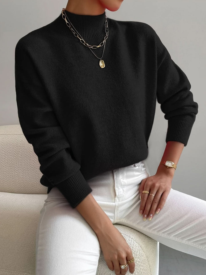 Women's Slim Fit Roll Neck Jumper | Soft Knit Warm Drape Close Up