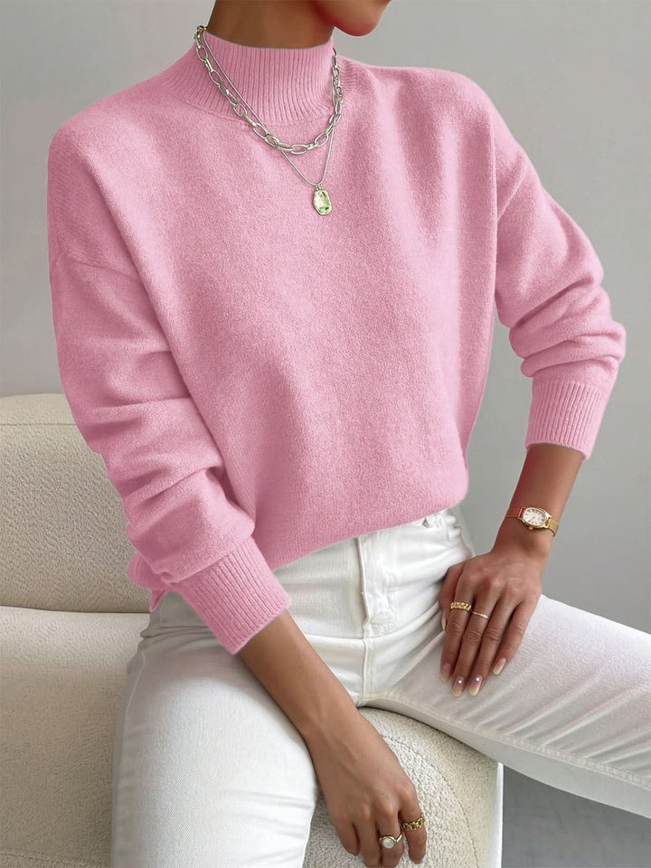 Women's Slim Fit Roll Neck Jumper | Soft Knit Warm Drape Detail