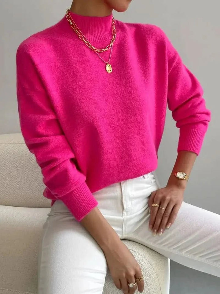 Women's Slim Fit Roll Neck Jumper | Soft Knit Warm Drape Lifestyle