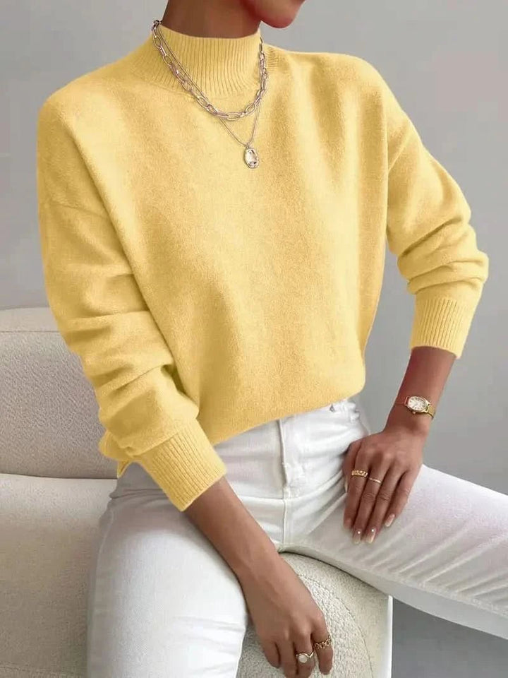 Women's Slim Fit Roll Neck Jumper | Soft Knit Warm Drape Side
