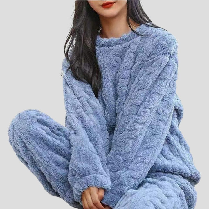 Women's Soft Fleece Pajama Set | Textured Knit Lounge Fit Hero