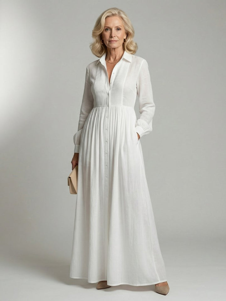 Women's Soft Flow Maxi Dress | Long Sleeve Pintuck Bodice Hero