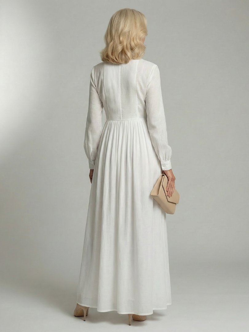 Women's Soft Flow Maxi Dress | Long Sleeve Pintuck Bodice Side