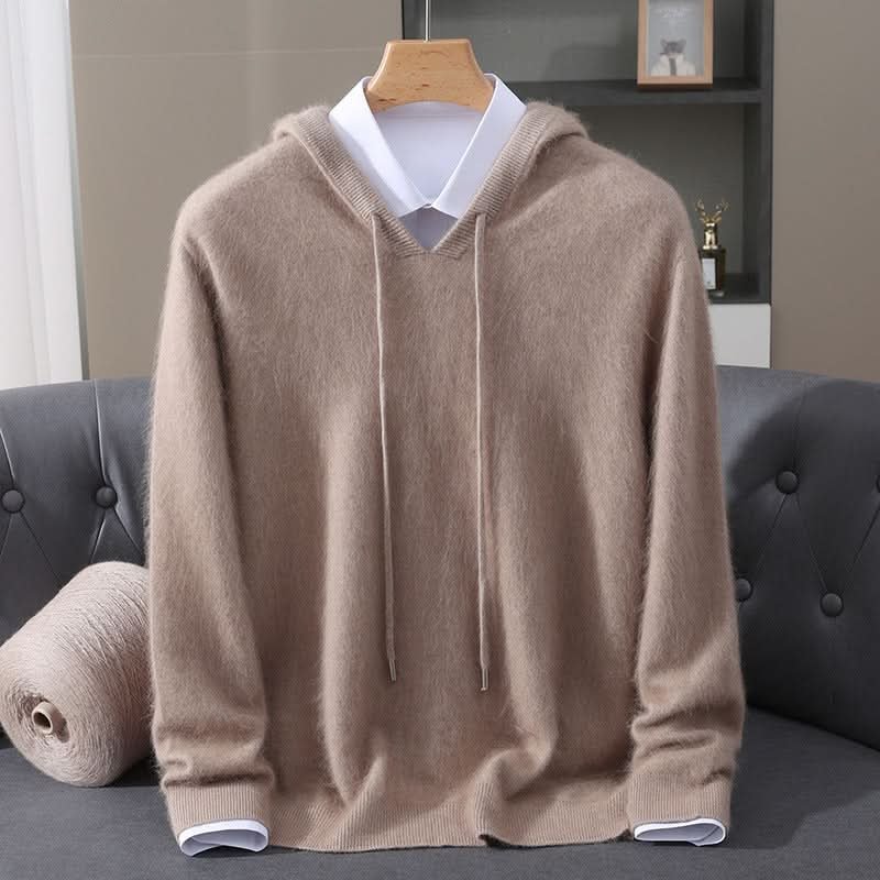 Women's Soft Knit Hoodie | V-Neck Drawstring Relaxed Fit Back