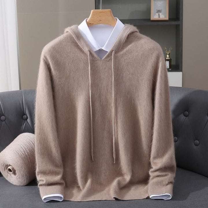 Women's Soft Knit Hoodie | V-Neck Drawstring Relaxed Fit Back