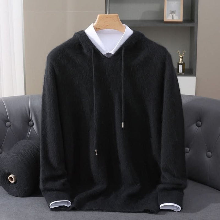 Women's Soft Knit Hoodie | V-Neck Drawstring Relaxed Fit Close Up