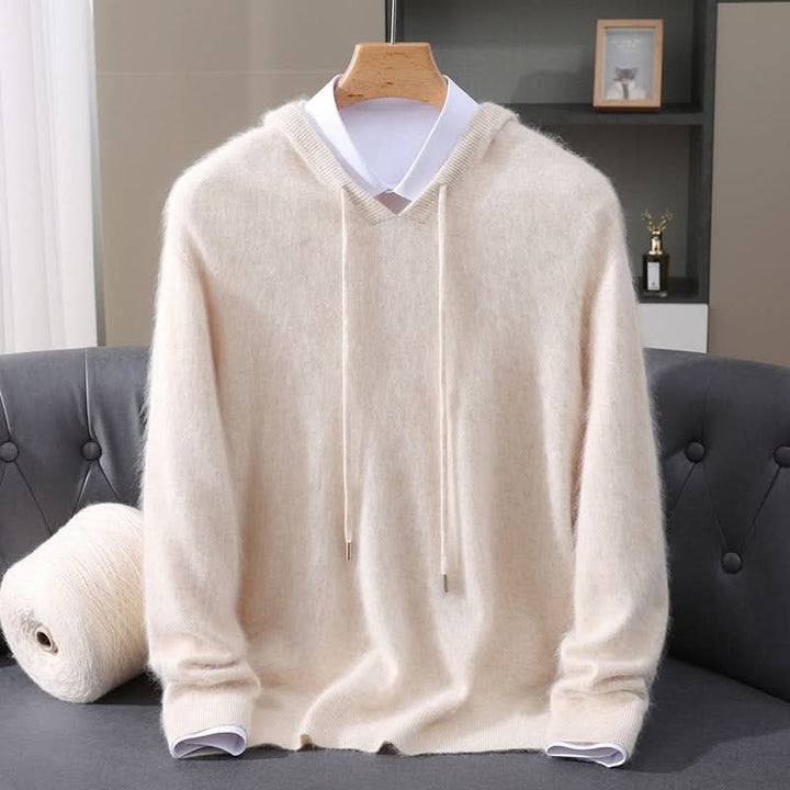 Women's Soft Knit Hoodie | V-Neck Drawstring Relaxed Fit Front