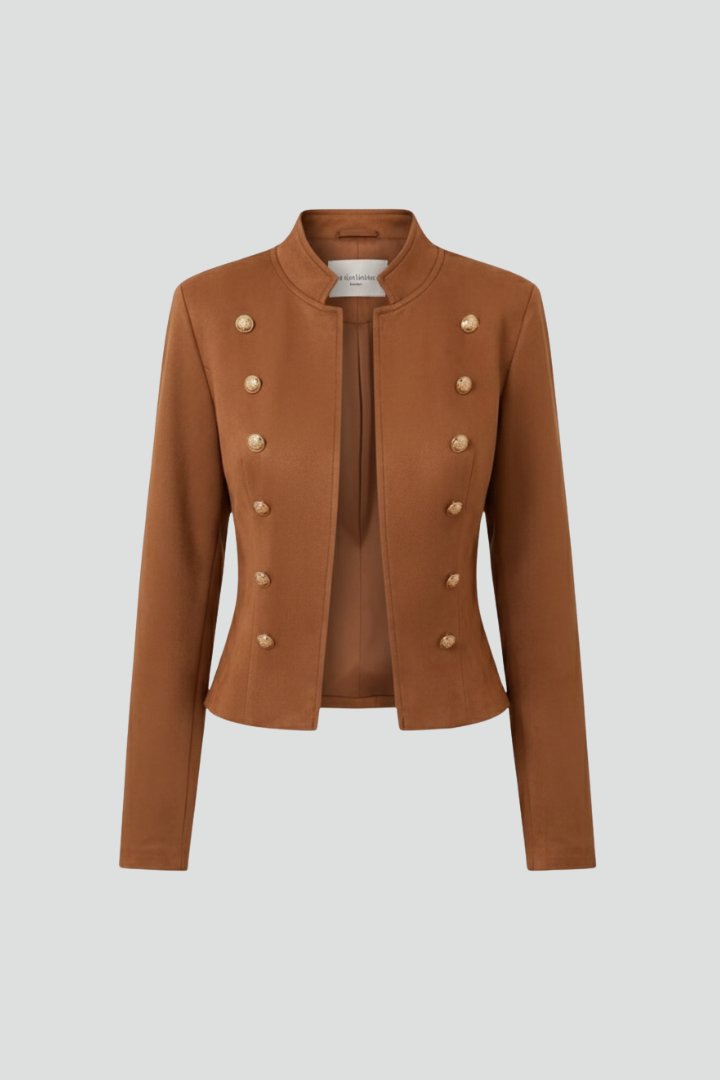 Women's Stand Collar Button Blazer | Military Double-Breasted Fit Hero