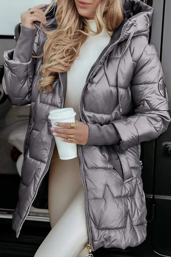Women's Statement Overcoat | Diamond Quilted Hooded Warmth Alternate