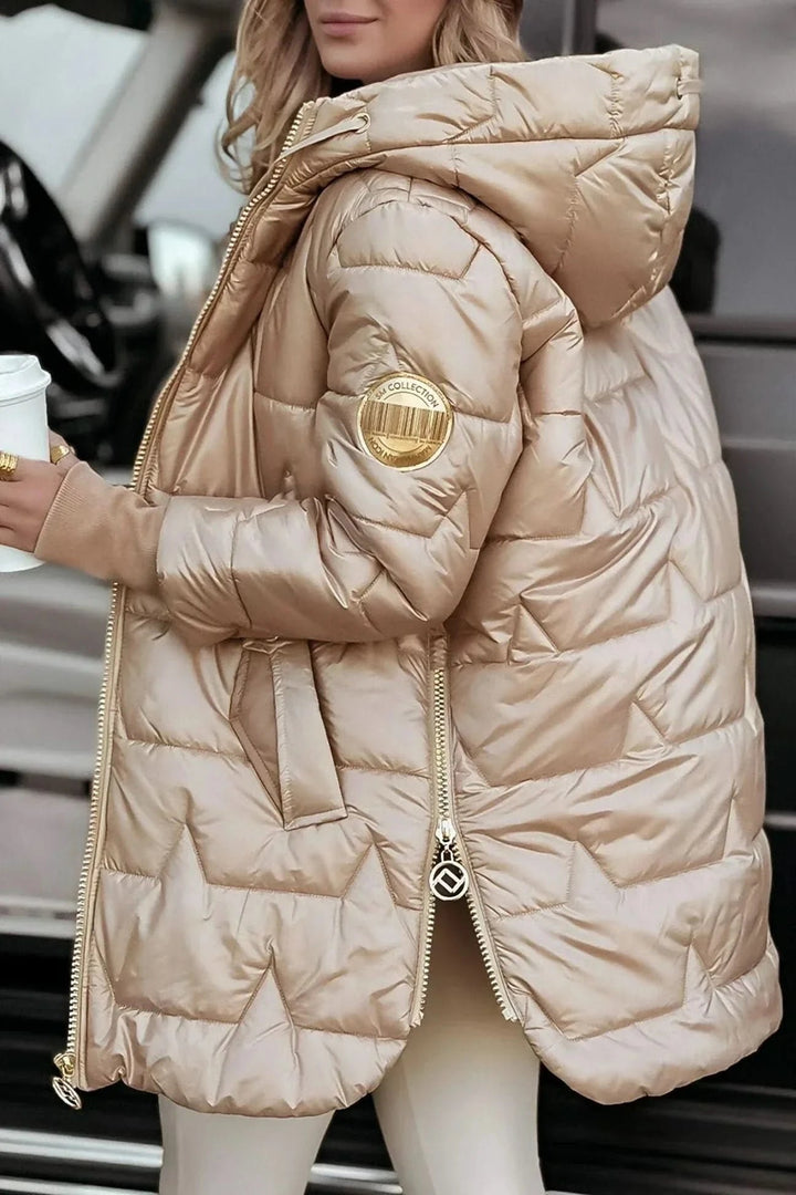 Women's Statement Overcoat | Diamond Quilted Hooded Warmth Detail