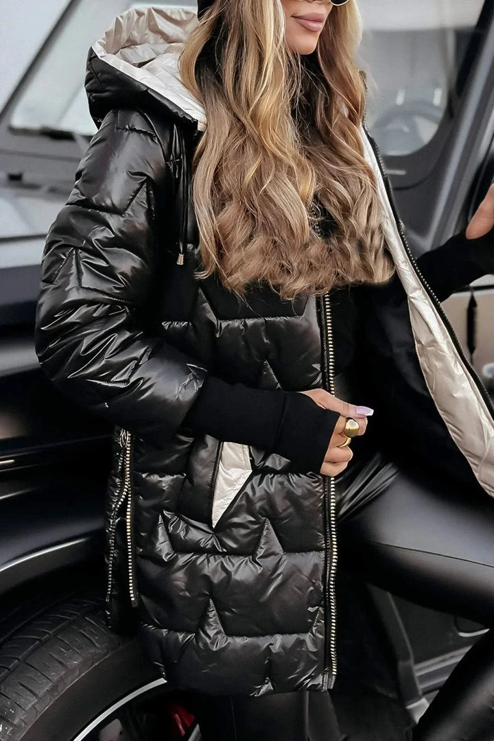 Women's Statement Overcoat | Diamond Quilted Hooded Warmth Full