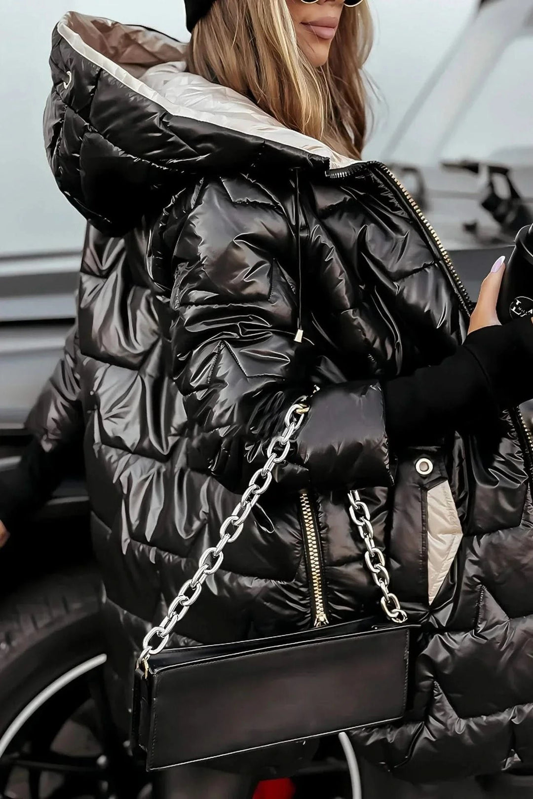 Women's Statement Overcoat | Diamond Quilted Hooded Warmth Lifestyle