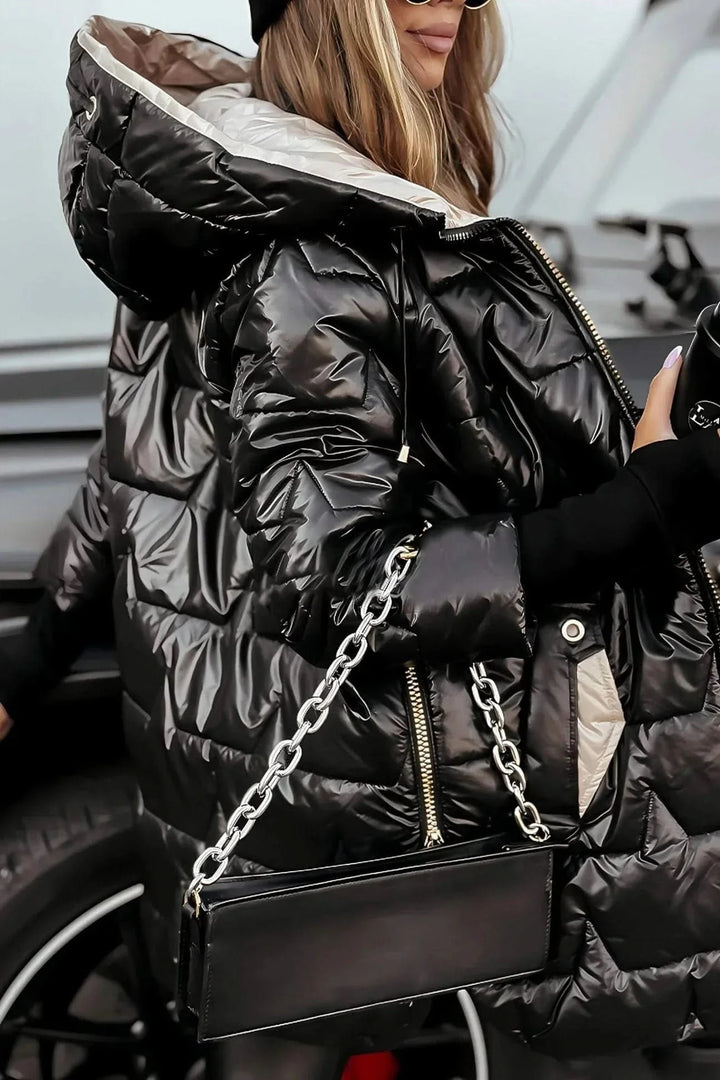 Women's Statement Overcoat | Diamond Quilted Hooded Warmth Lifestyle