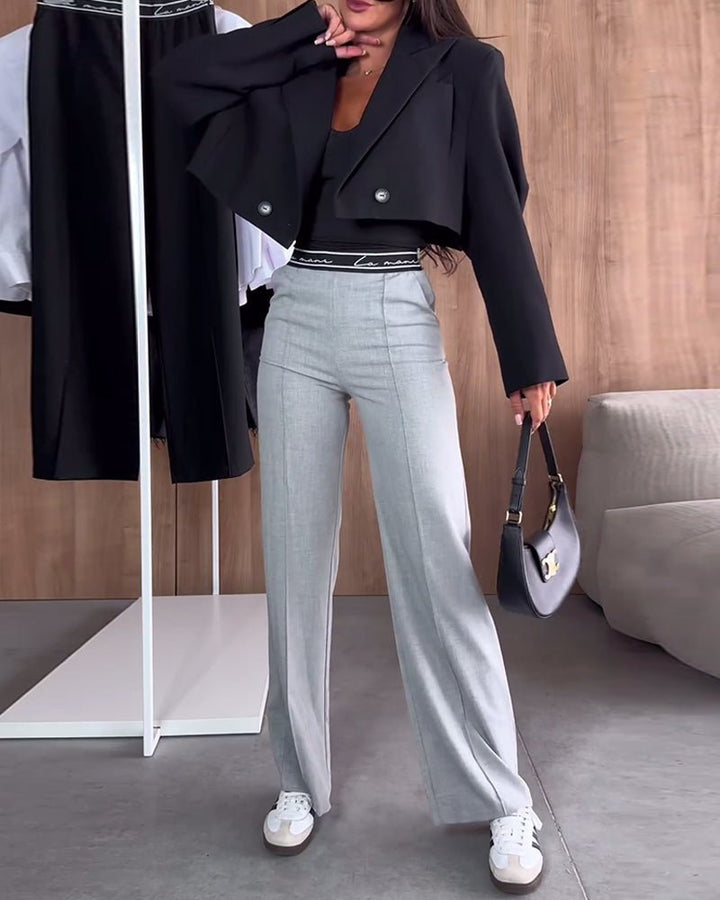 Women's Straight Leg Trousers | Solid Colour Zipper Pocket Casual Fit Hero