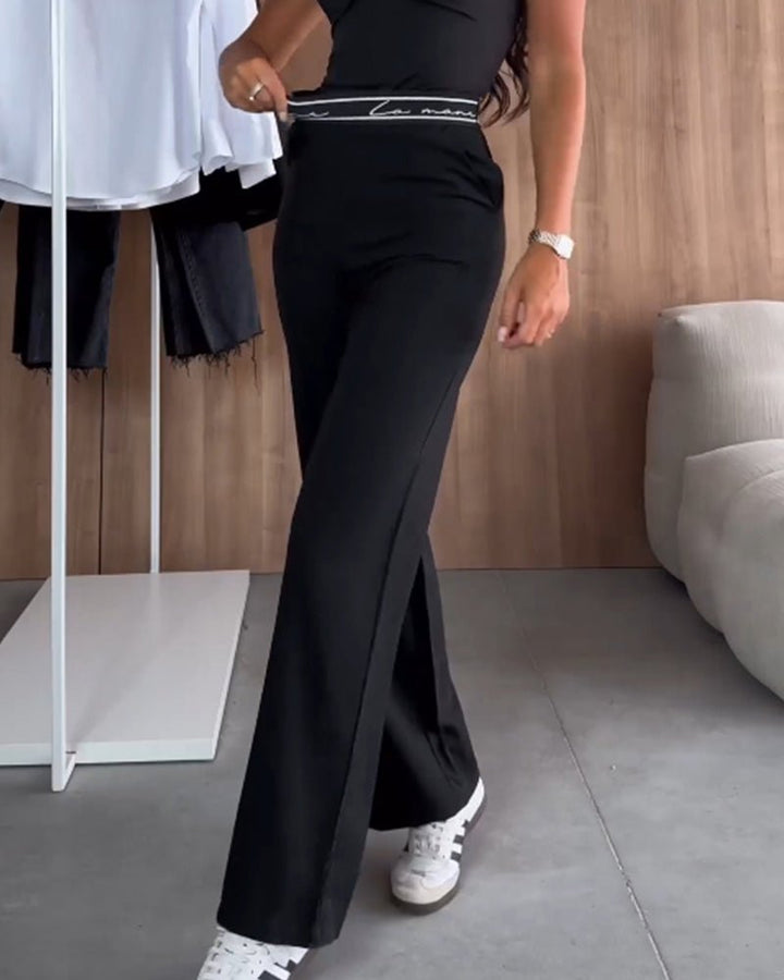 Women's Straight Leg Trousers | Solid Colour Zipper Pocket Casual Fit Lifestyle