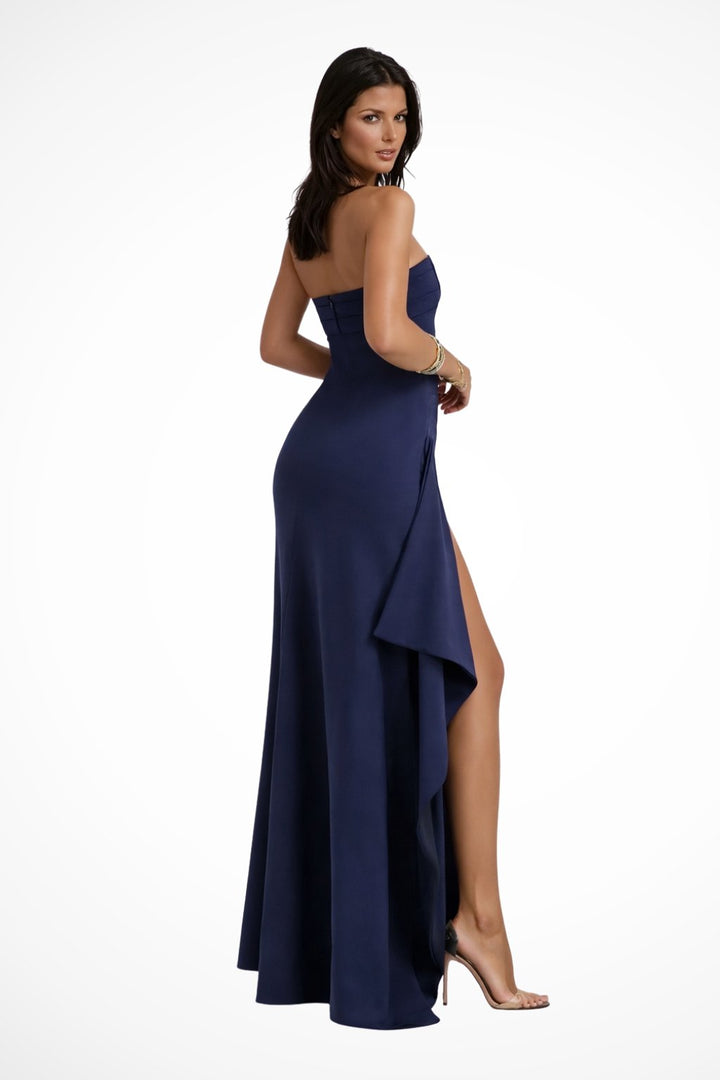 Women's Strapless Maxi Dress | Wedding Guest with High Side Slit Side